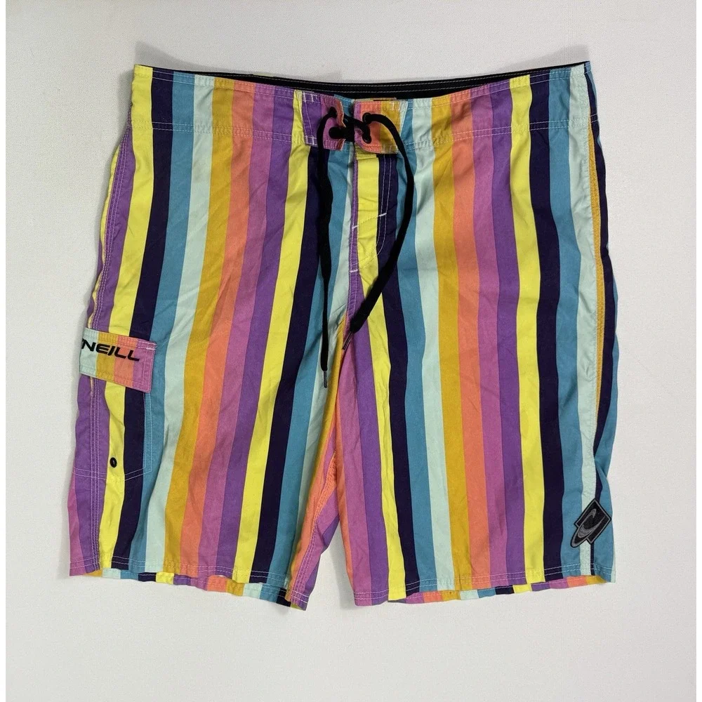 O’neill Hybrid Shorts Mens 36x11 Board Bermuda Stretch Beach Swim Colorful